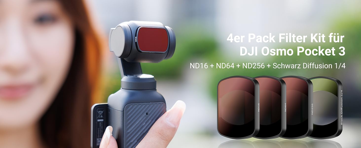 Набір магнітних фільтрів JJC 6в1 для DJI Osmo Pocket 3: ND8, ND16, ND32, ND64, ND256 та CPL-поляризаційний фільтр, аксесуари для екшн-камери