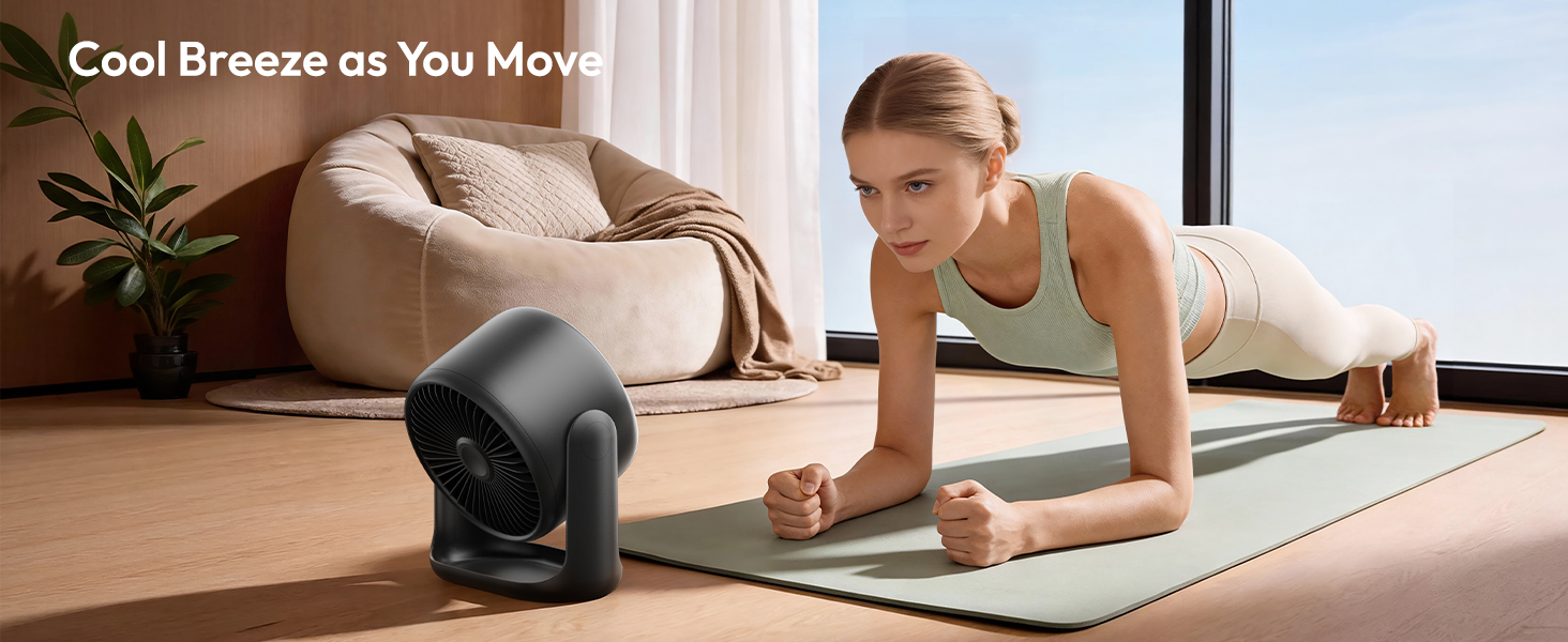 Настільний вентилятор Gaiatop з сенсорним керуванням, акумулятор 4000 мАг, 5 швидкостей, тихий міні-вентилятор з LED-дисплеєм, кут нахилу 90°, заряджається через USB-C, для офісу, спальні, дому, чорний