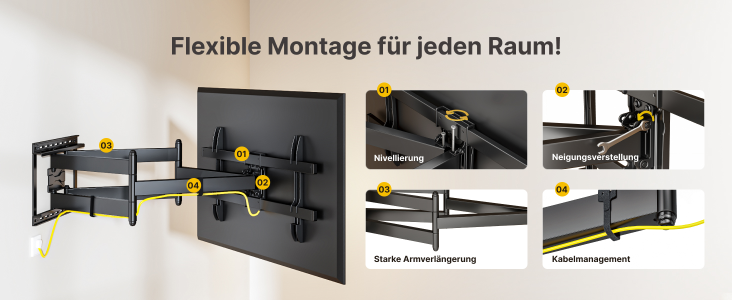 Кріплення для телевізора monTEK 1080mm для 43-90 дюймів (Flat/Curved), до 60 кг, поворотне та нахильне, VESA 800x400 mm