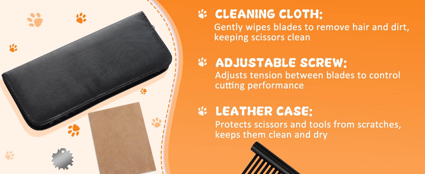 Набір професійних ножиць для грумінгу собак Moontay 7 дюймів: вигнуті, прямі, розріджуючі ножиці