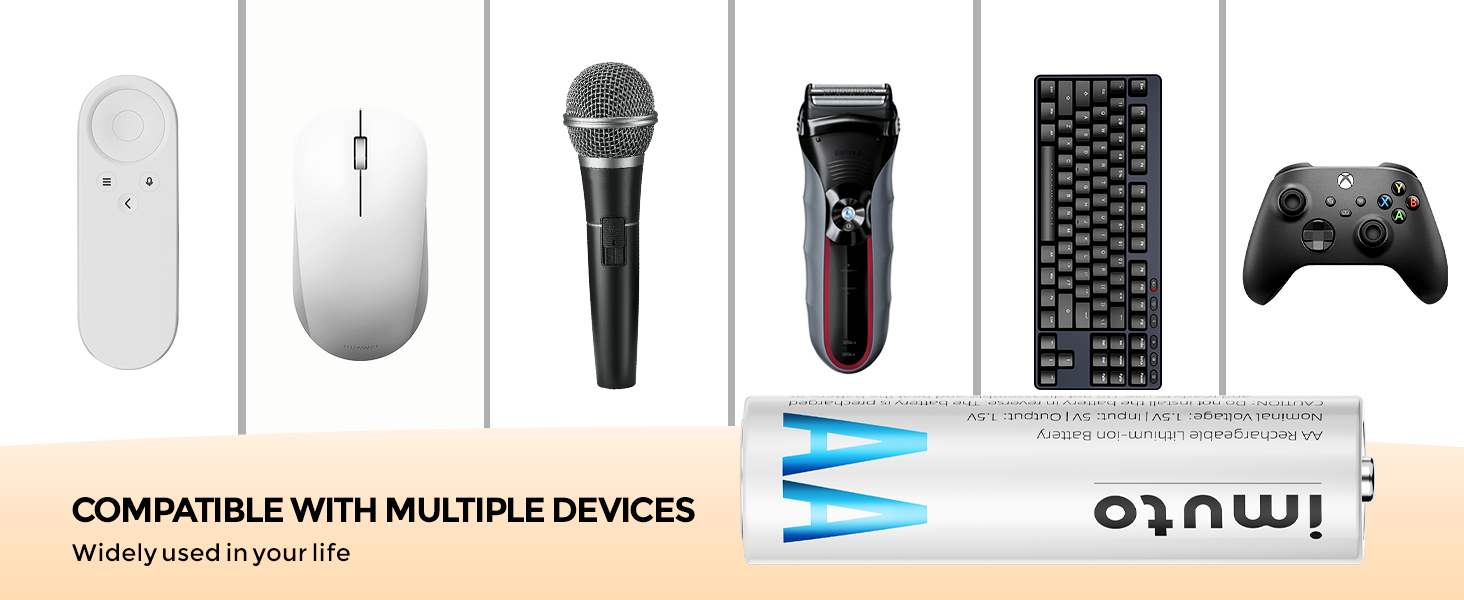 Imuto Акумулятори Li-Ion AA 2500mAh, 8 шт. з зарядним пристроєм, 1.5V, 1600+ циклів, низький саморозряд, 4CH8AA-2500DE