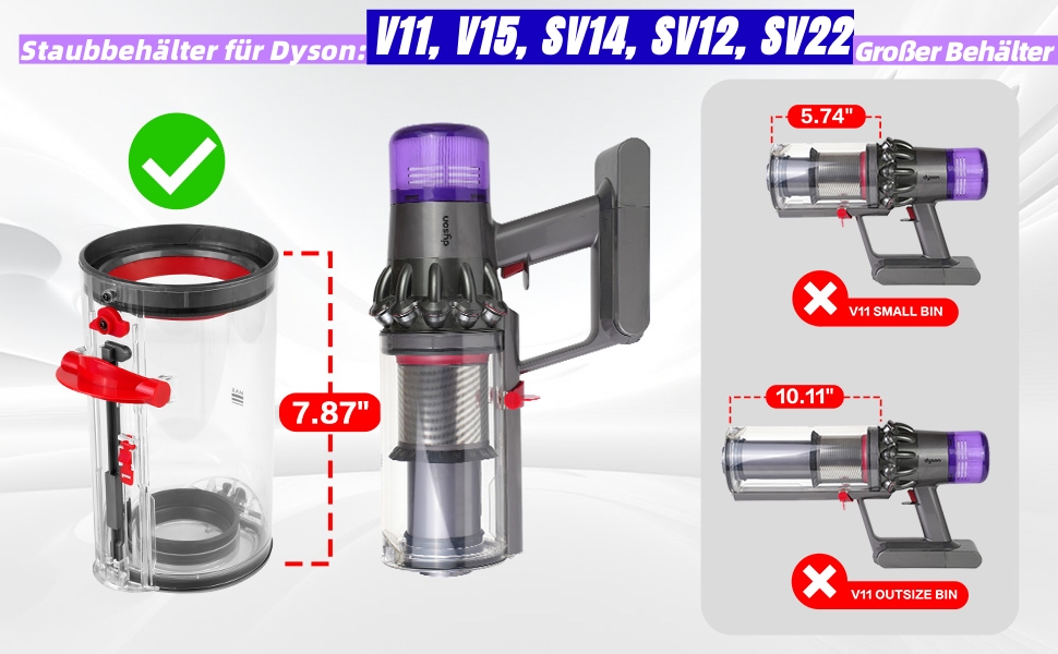 Замінник HEPA-фільтра та контейнера для пилу Dyson V11 V15 SV14 SV17 SV22 SV28. Сумісний з 970013-02/970013-03