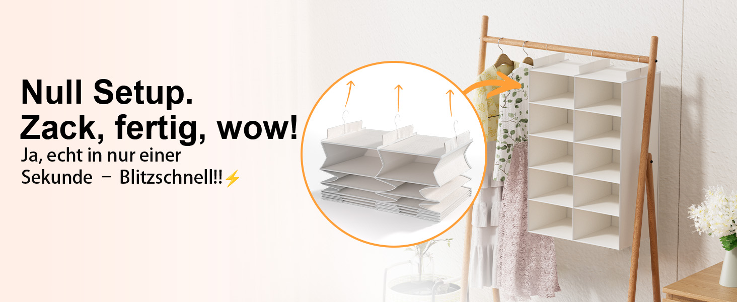 Органайзер для одягу на 6 рівнів, розкладний, з 3 металевими гачками – для шафи, спальні, гуртожитку