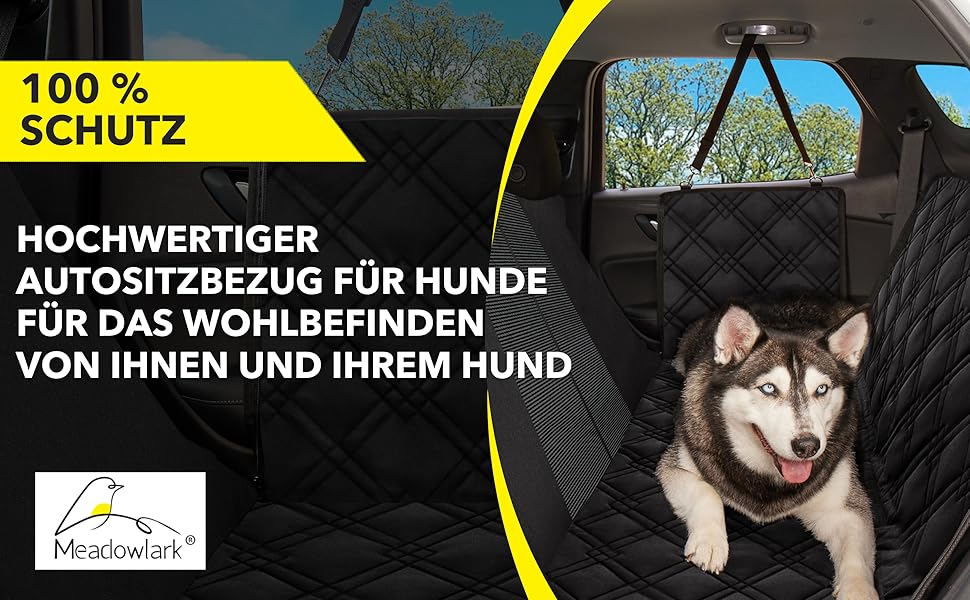 Meadowlark® Автоковдра для собак на заднє сидіння - Водостійка, повна комплектація, сітчасте вікно, захист від шерсті, бруду та подряпин, 2 чохли на підголівники, XL, Чорний (152.5 x 162.5 см)