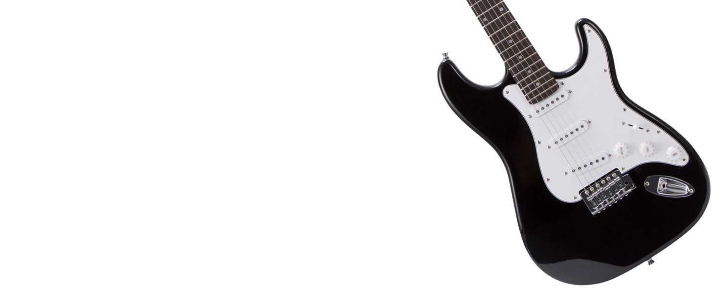 Електрична гітара RockJam з підсилювачем 10 Вт, уроками, ременем, чохлом, медіатором, вахмі та запасними струнами - Чорний