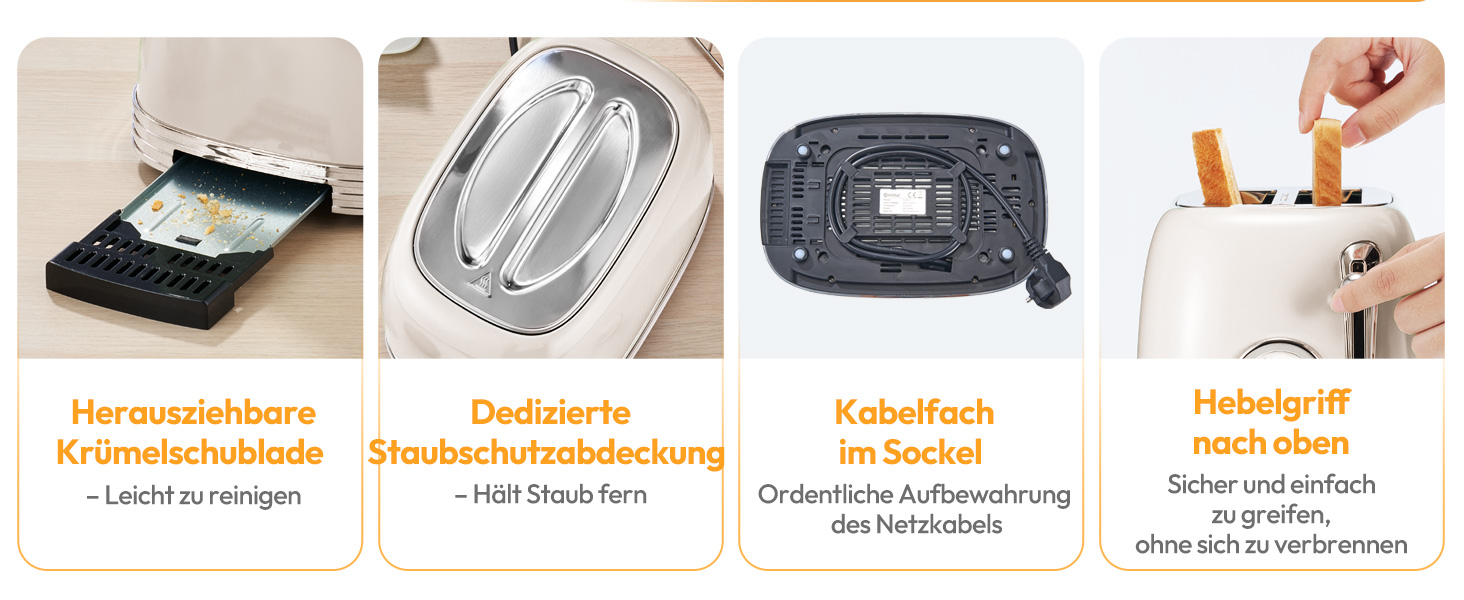 Електричний чайник та тостер Retro, зелений (кремово-білий), нержавіюча сталь, 2200 Вт, 1.8 л, BPA-free