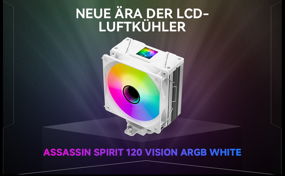 Thermalright Assassin Spirit 120 Vision ARGB - Кулер CPU з РК-дисплеєм, білий, для Intel LGA1851/1700, AM4/AM5
