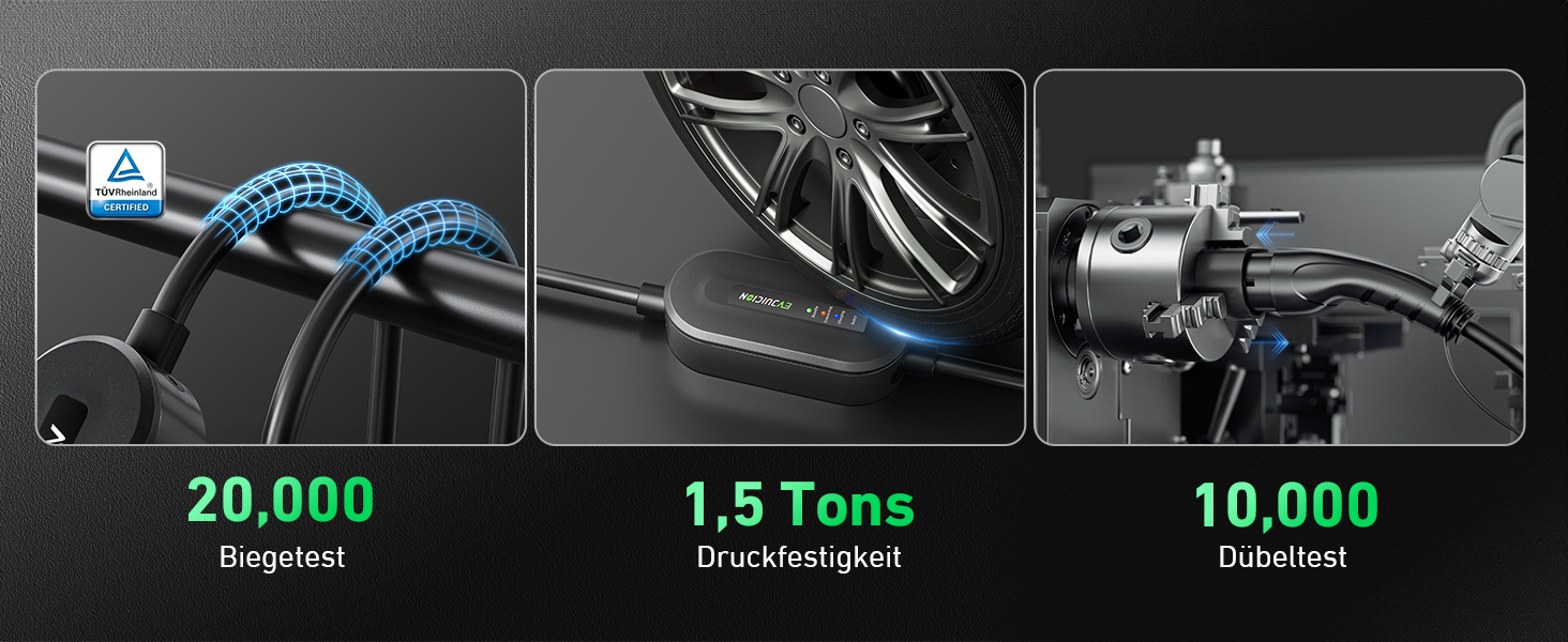 Кабель для зарядки електромобіля Evjuicion Typ 2 Schuko, 3.68kW, 6м, 16A, з індикатором, IP67, для ID.3/4, X1, 5ER, Model Y/3 та інших електромобілів