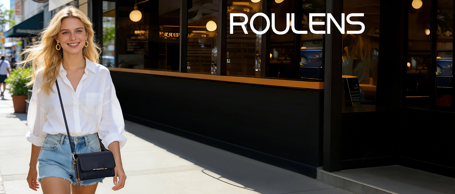 Сумка Roulens Klein через плече для жінок, чорна: невелика крос-боді сумка з екошкіри для паспорта та телефону, регульований ремінець