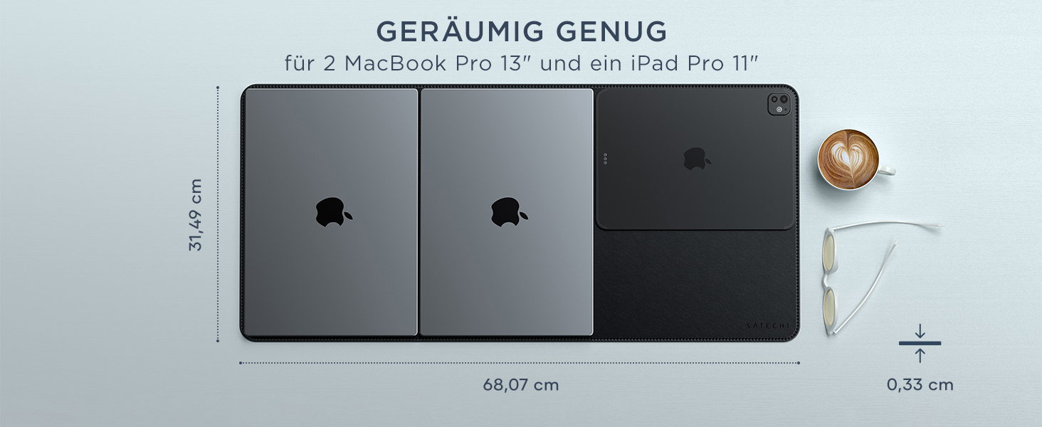 Килимок для миші SATECHI преміум PU шкіра, великий, чорний 68x31.5 см – для офісу та дому