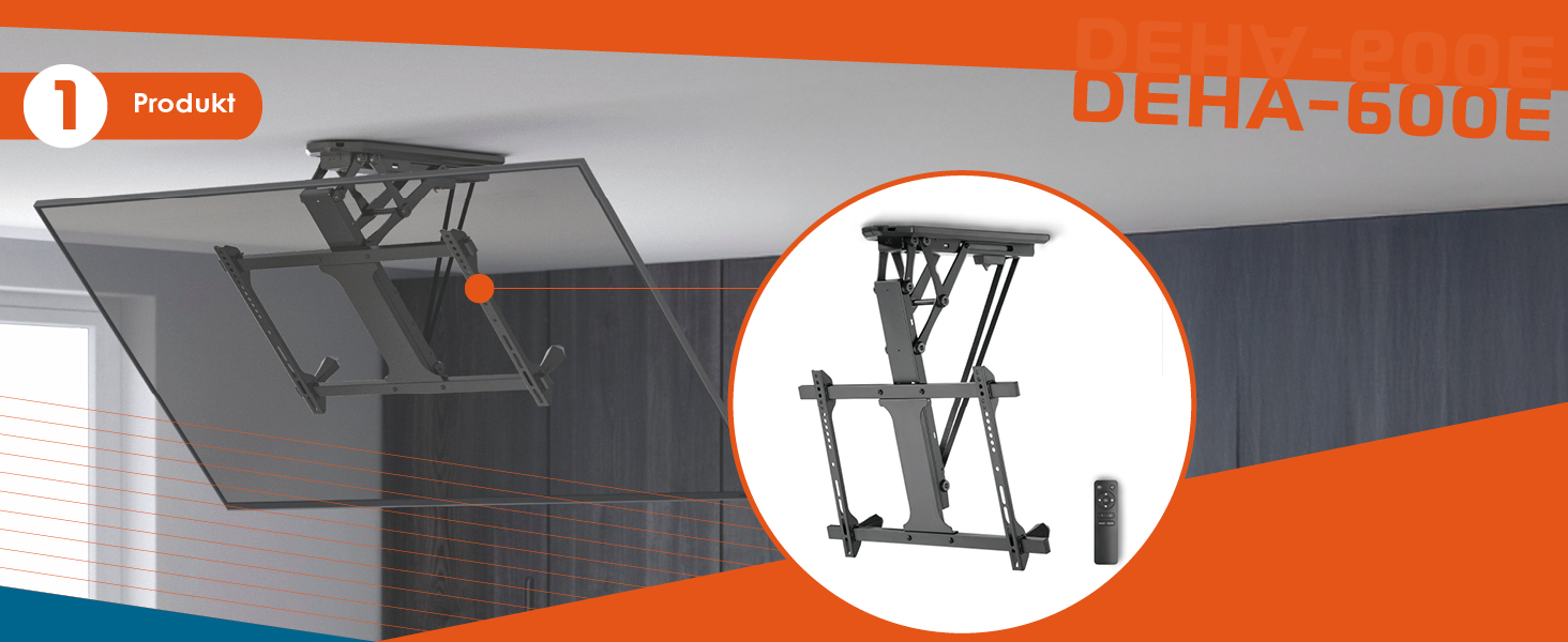 Xantron DEHA-600E Electric Tilting and Swivel TV Ceiling Mount - 32-75 Inch, Voice Control Remote Included