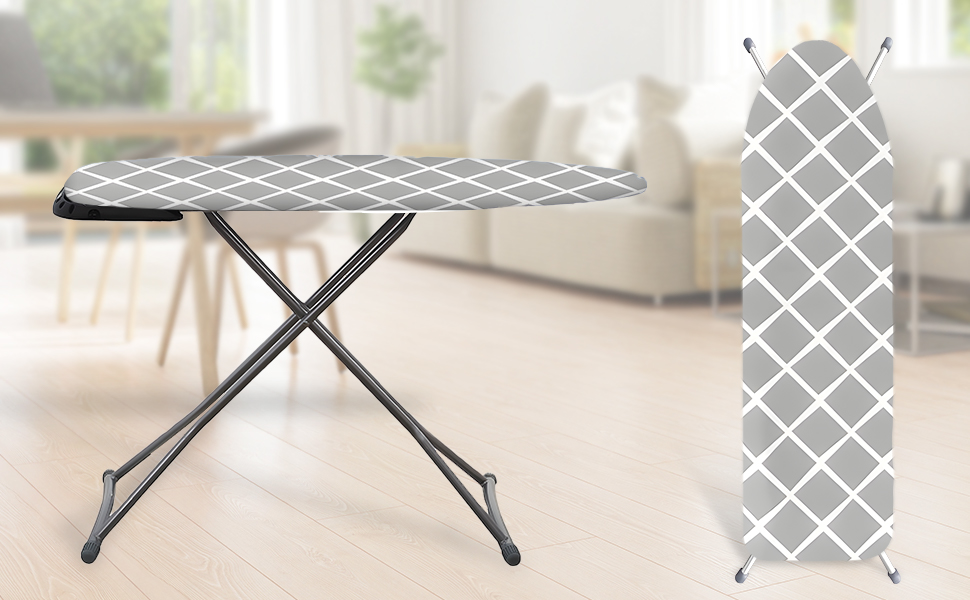 Покривало для прасувальної дошки, 100% бавовна, посилене тришарове, сіре, 110-125 x 30-42 см