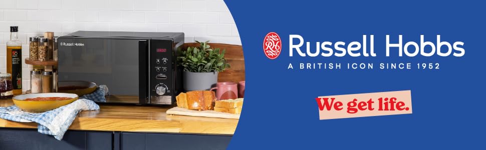 Мікрохвильова піч Russell Hobbs RHMM701B, 17 л, 700 Вт, чорна, з 5 рівнями потужності, таймером, функцією розморожування та легкою очисткою