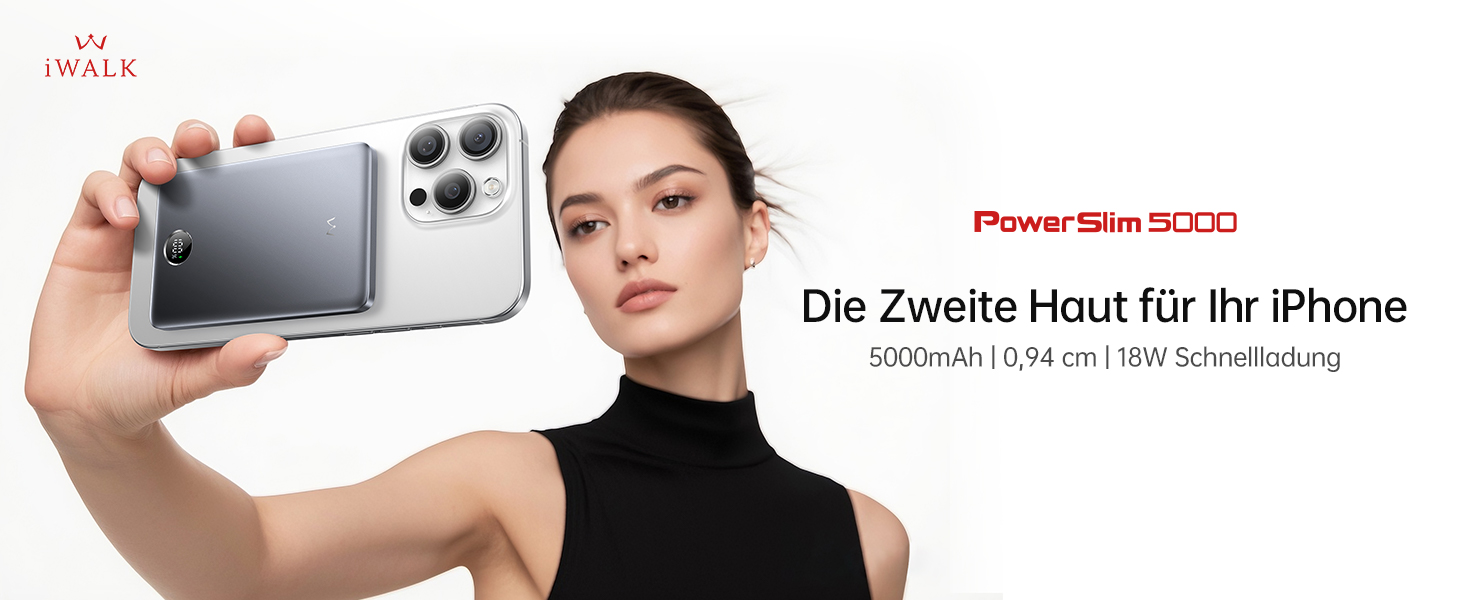 iWALK Powerbank MagSafe 5000mAh з LED-дисплеєм (Сірий) - Бездротова зарядка для iPhone 17/16/15/14/13/12