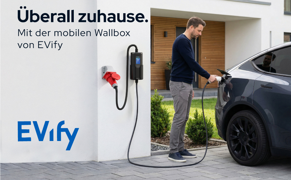 Зарядний пристрій (wallbox) для електромобіля 11 кВт Typ 2, кабель CEE 16A - Typ 2 5м, 3 фази, портативна станція, регульована потужність