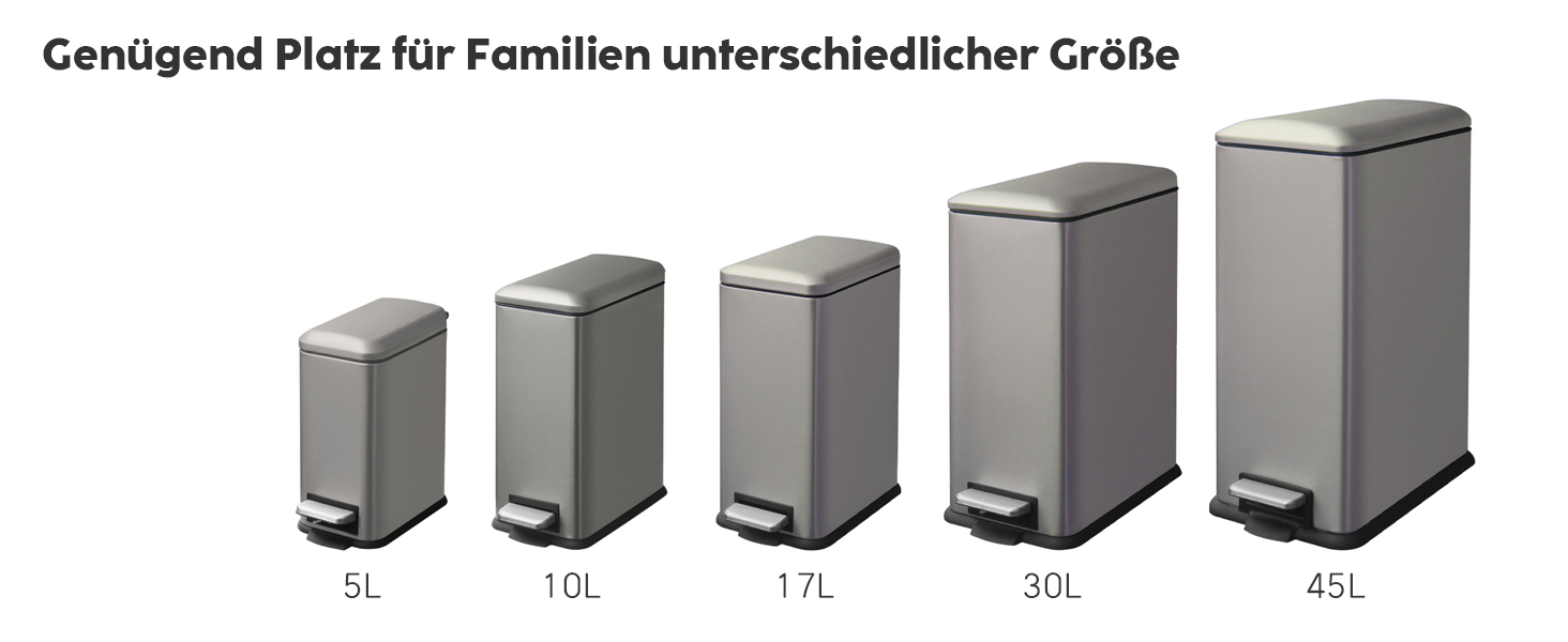 Трюмний смітник для кухні, нержавіюча сталь, 17л, з кришкою та внутрішнім відром