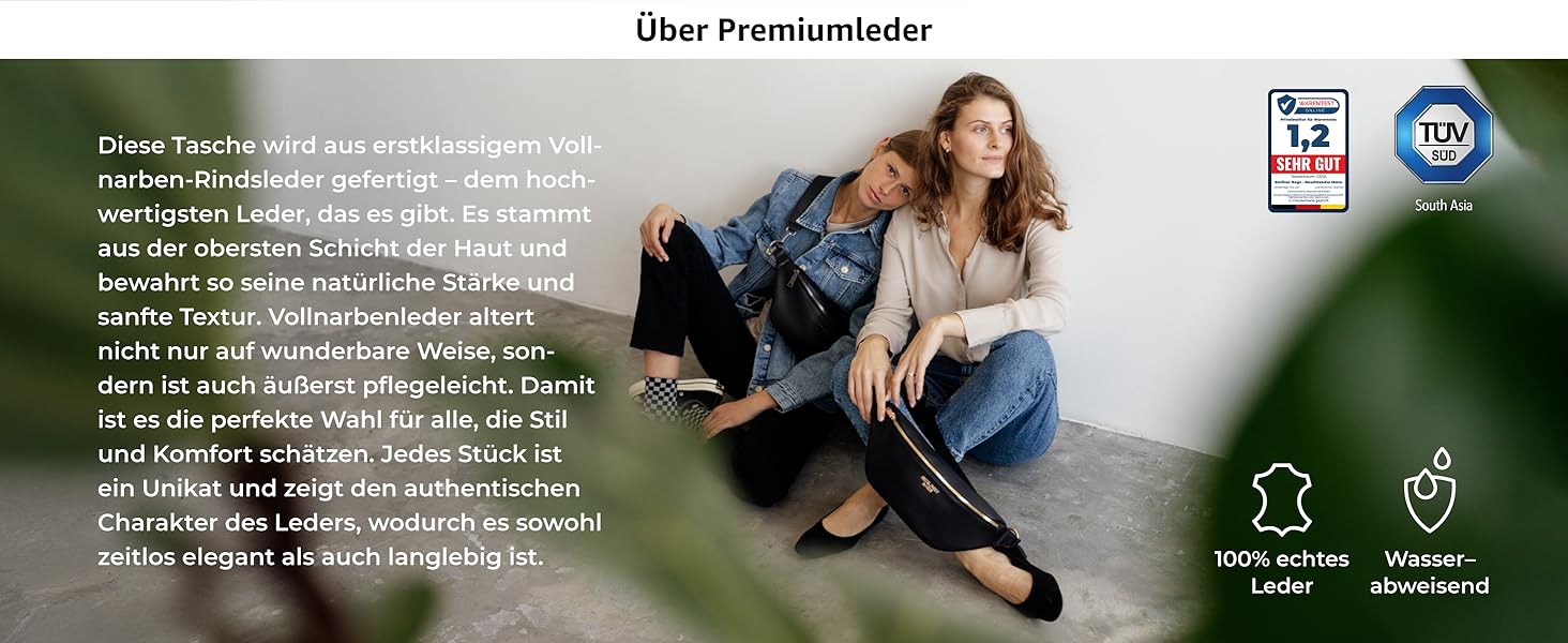 Чоловіча/жіноча поясна сумка Berliner Bags Preiu, шкіряна кросбоді сумка, XL (Чорний / Золотий)