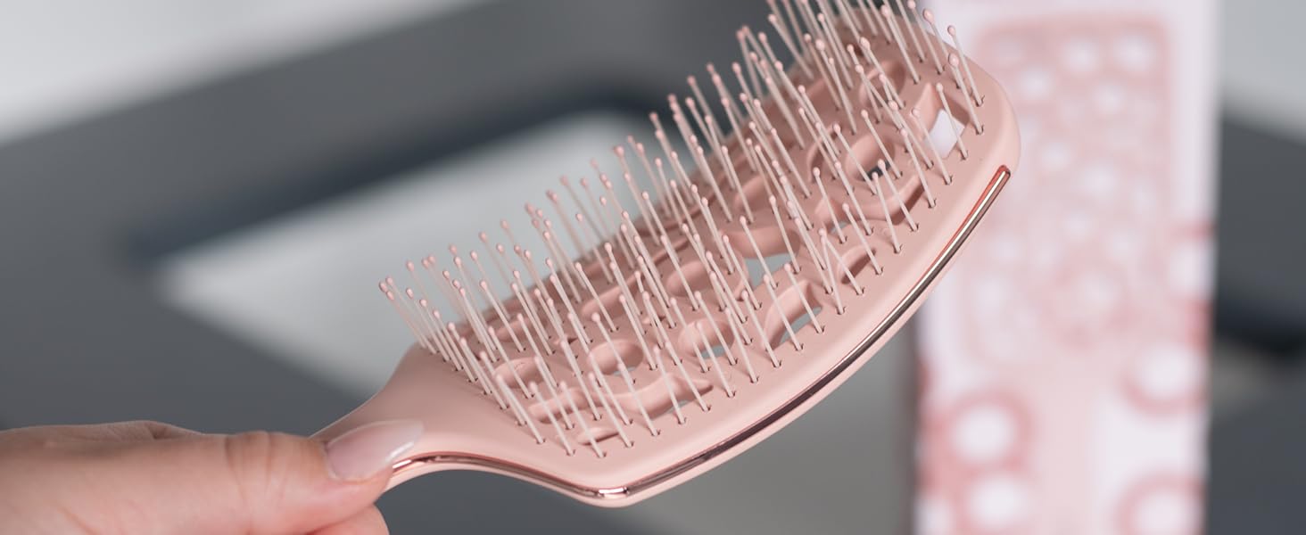 FRAMAR Щітка для волосся без заплутування - щітка для волосся, фен-щітка, щітка для сушіння, дамська щітка, щітка для мокрого волосся, щітка для довгатого волосся, щітка для сушіння, щітка з вентиляцією (Champagne)