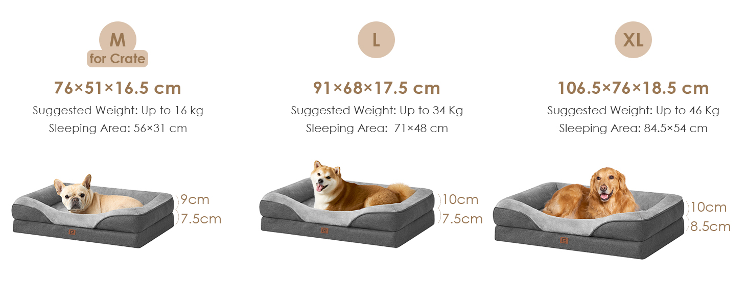 Orthopedic Dog Bed for Large Dogs, Memory Foam, Washable and Waterproof Dog Basket with 4 Sides, Dog Sofa/Dog Couch, Non-Slip, Grey, 106.5x76x18.5 cm