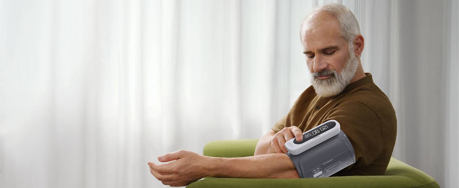 Тонометр на плечі CheckMe BP2A Nexus з великим дисплеєм, середнє значення за 3 вимірювання, бездротова манжета (22-42 см), додаток для iOS/Android, легке читання та професійна точність