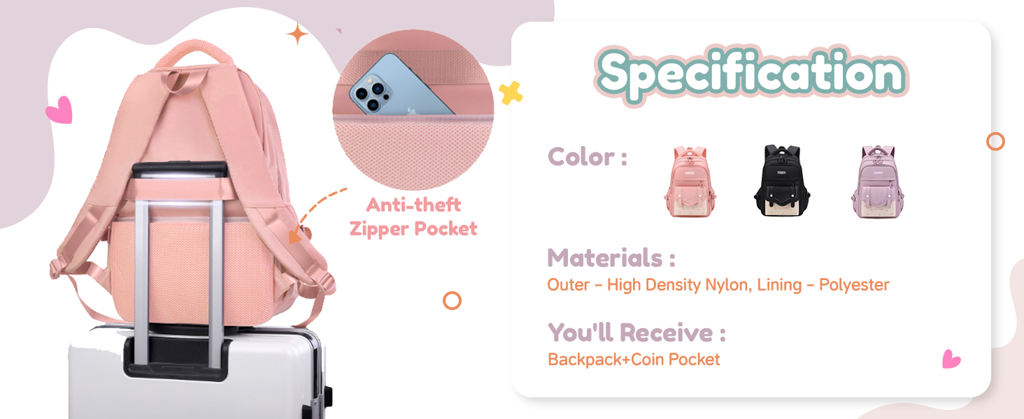 Шкільний рюкзак для дівчаток-підлітків, 2025, великий, для гімназії, старшої школи, 30L, фіолетовий