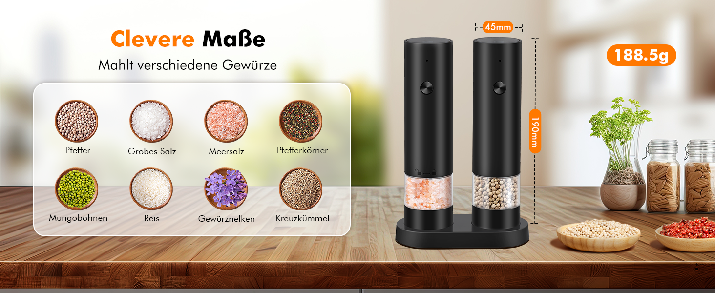 Електричні соляні та перечні млини з USB-зарядкою, регульована ступінь помелу, для кухні, пікніка, грилю