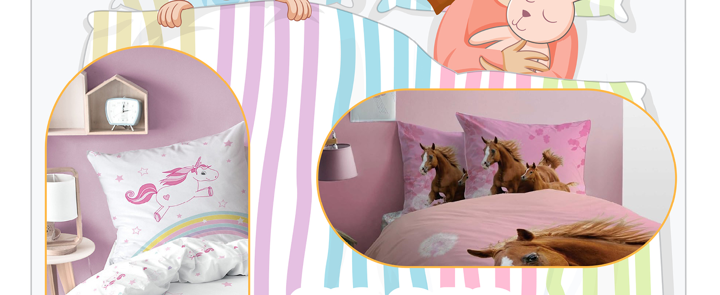 Комплект постільної білизни для ліжечка Kinderbettwäsche: 2-Piece Set з тваринами та глобусом - ковдра 135x200 + подушка 80x80 см, закривається на блискавку. Підходить для хлопчиків та дівчаток. 100% бавовна, ренфорсе, приємна до шкіри, сертифікат Oeko-Tex