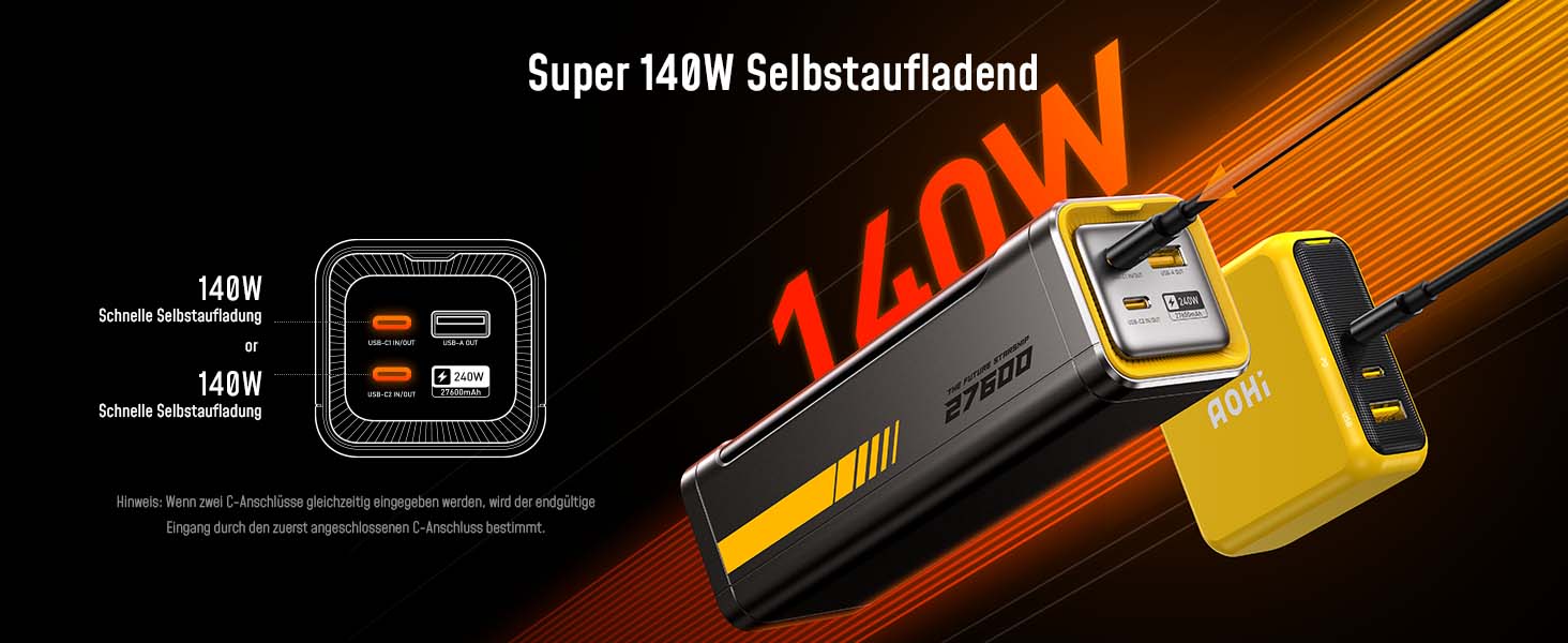 Power Bank AOHI 240W для ноутбуків 27600mAh (99.3Wh) з підтримкою PD 3.1. Ідеально для MacBook Pro, iPad Pro, iPhone, Galaxy, Steam Deck. Сірий колір.