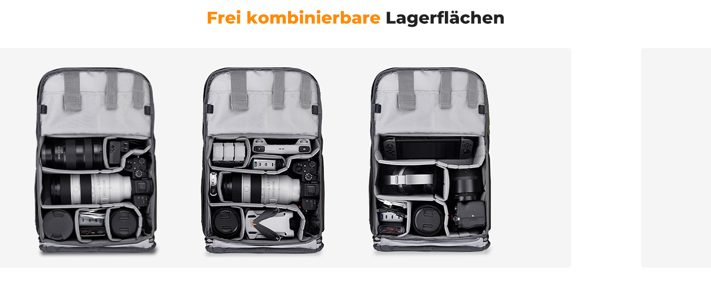 Рюкзак для фотокамери K&F Concept, сумка для фотографа, рюкзак для камери з відділенням для ноутбука 15-15.6 дюймів, сумісний з Canon/Nikon/Sony/DJI Mavic (20L) (30*17*45CM, сірий)