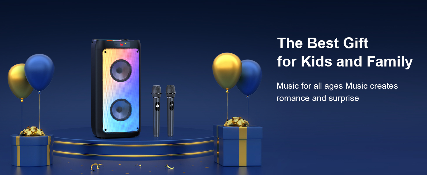 Караоке-машина JYX з 2 мікрофонами, портативна Bluetooth колонка з RGB-підсвіткою, караоке система для дому, вечірок, PA-система для дорослих, Party Box, підтримка TF/USB, AUX, FM, Rec, TWS, чорний
