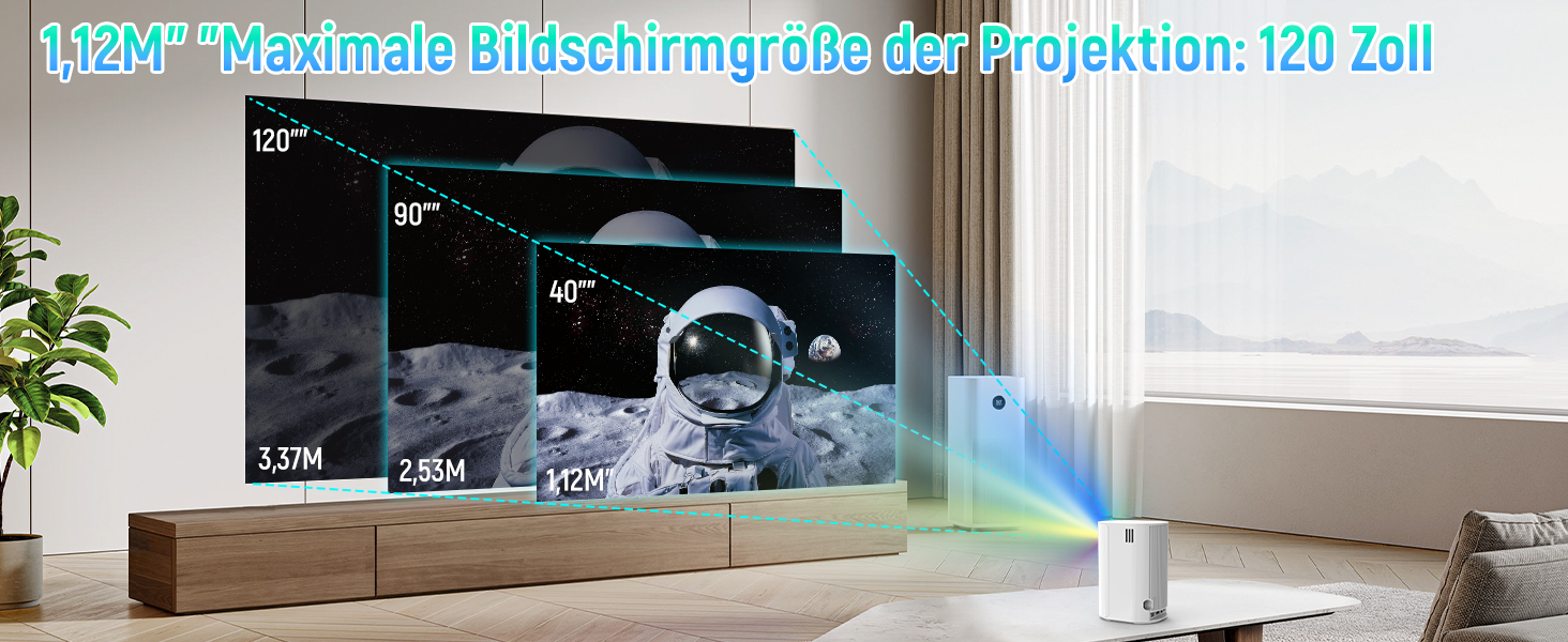 Портативний проєктор Mini Beamer: 4K, 1080p, WiFi 6, Bluetooth 5.4, Auto Keystone, 200 дюймів, сумісний з ноутбуками, смартфонами та TV (Weiß-P6)
