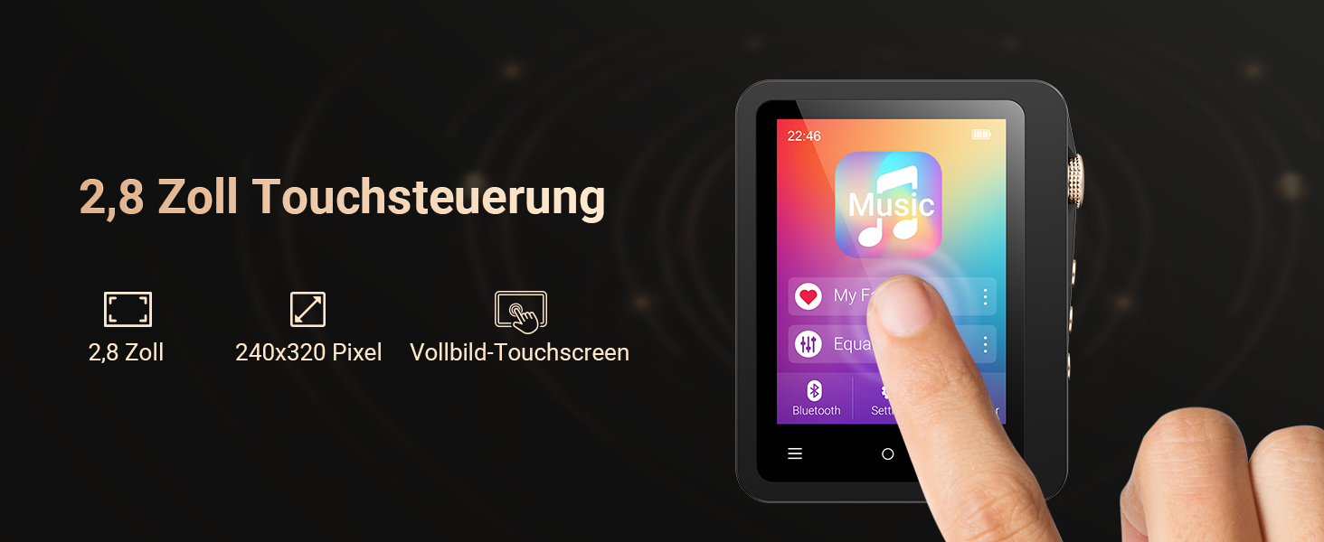 MP3 плеєр Mechen 128GB Hi-Res Bluetooth 5.3 з FLAC, DSD DAC, USB-C, сенсорний екран, шкіряний чохол (M33)