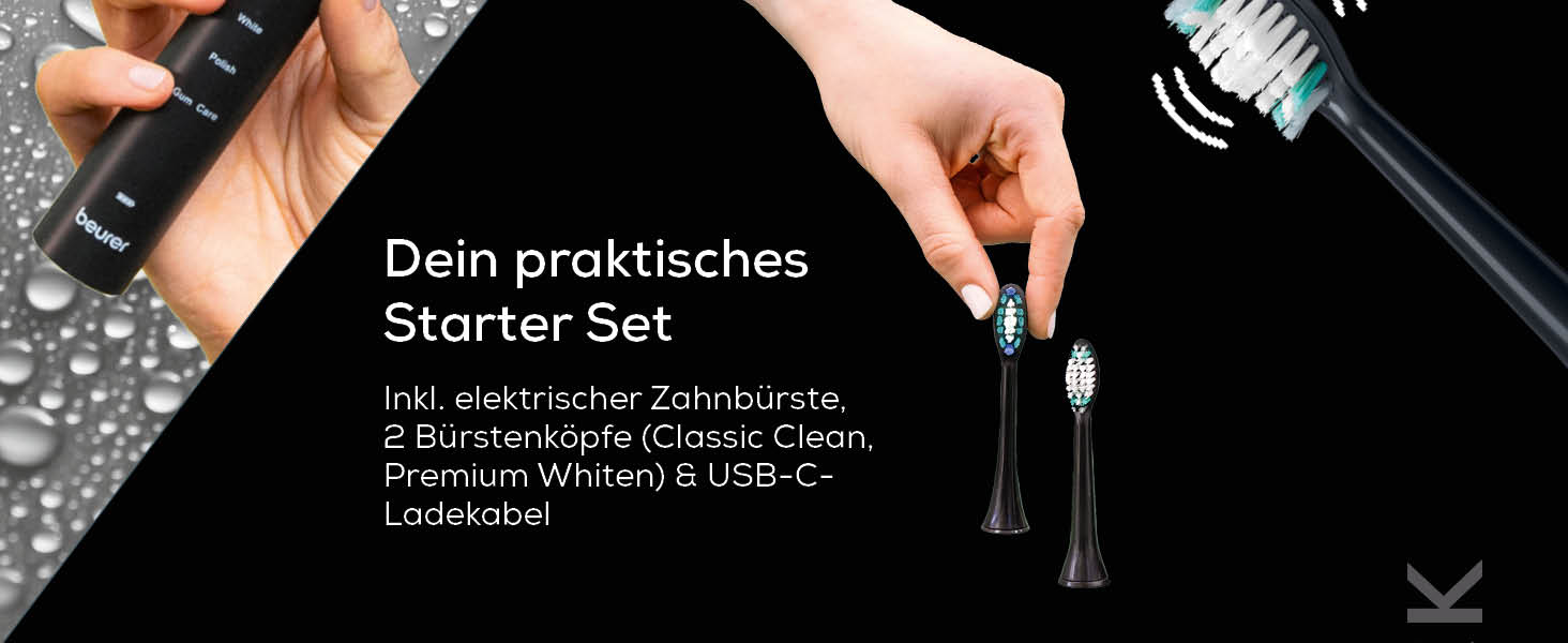 Електрична зубна щітка Beurer SC 50 Чорна: 5 режимів чищення, датчик тиску, дисплей, 2 насадки