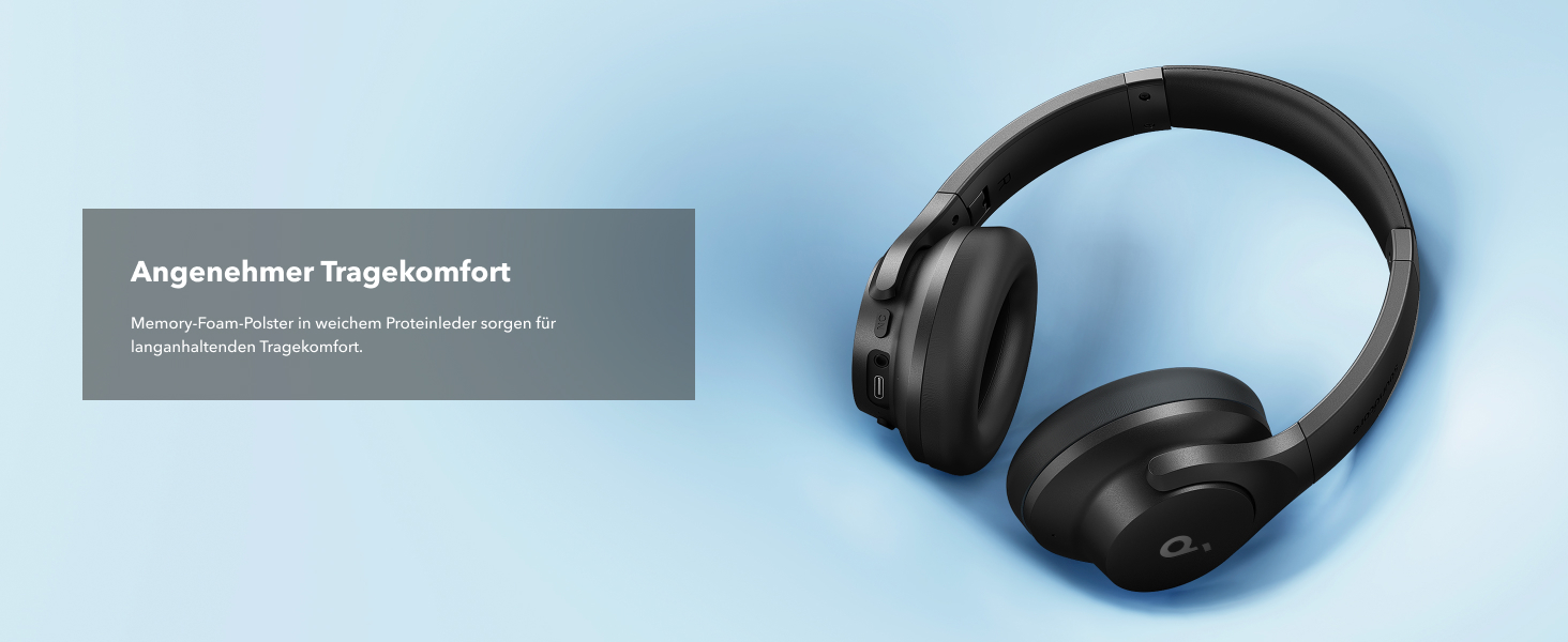 Бездротові Bluetooth-навушники Soundcore by Anker Q20i з гібридним активним шумозаглушенням (ANC), Hi-Res Audio, 40 годин роботи, керування через додаток, чорні (Відновлені)