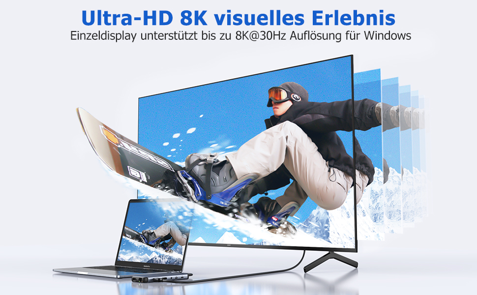 LIONWEI UC3703 Док-станція: Dual DP, Triple Display, USB-хаб 12-в-1 з 8K HDMI, 2 x USB 3.1, 100W PD, Ethernet, SD/TF-кардридер (сірий)