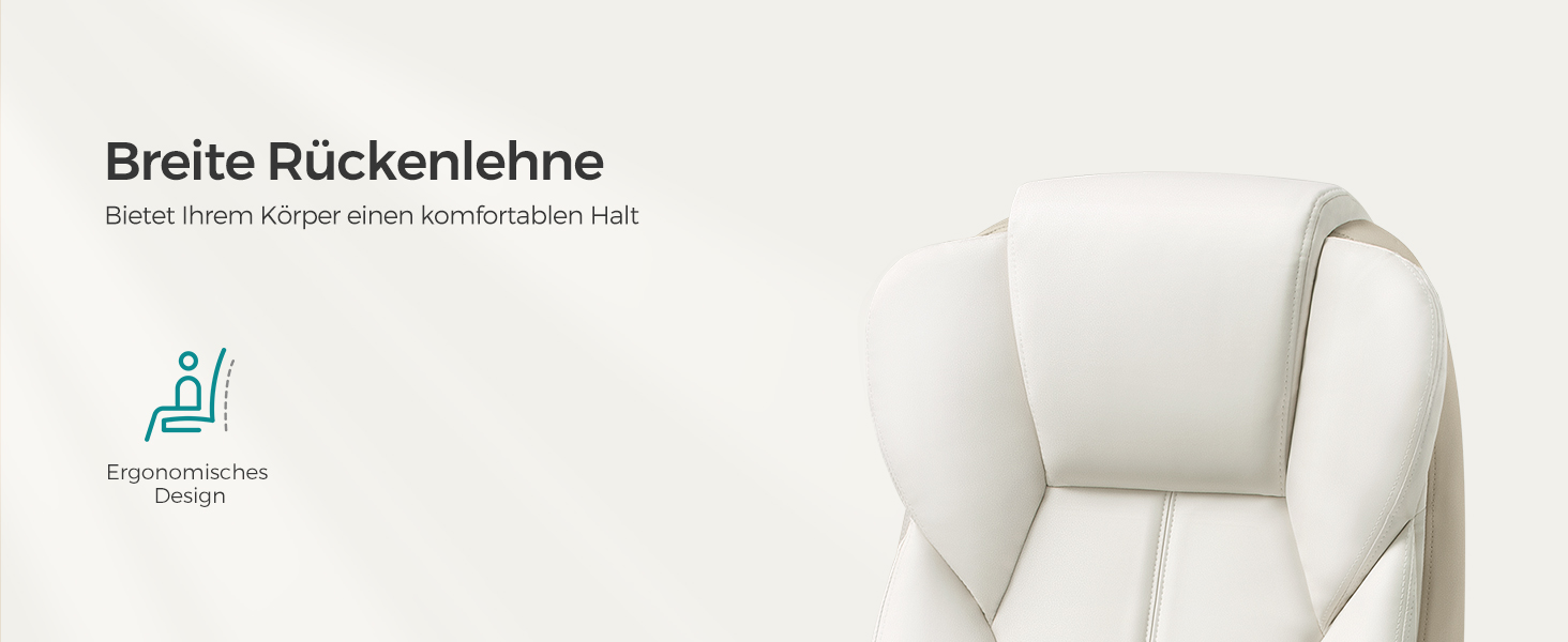 Крісло офісне SONGMICS Chef, обертове, для комп'ютера, регулювання висоти сидіння, чорне (кремово-біло-камелеонове)