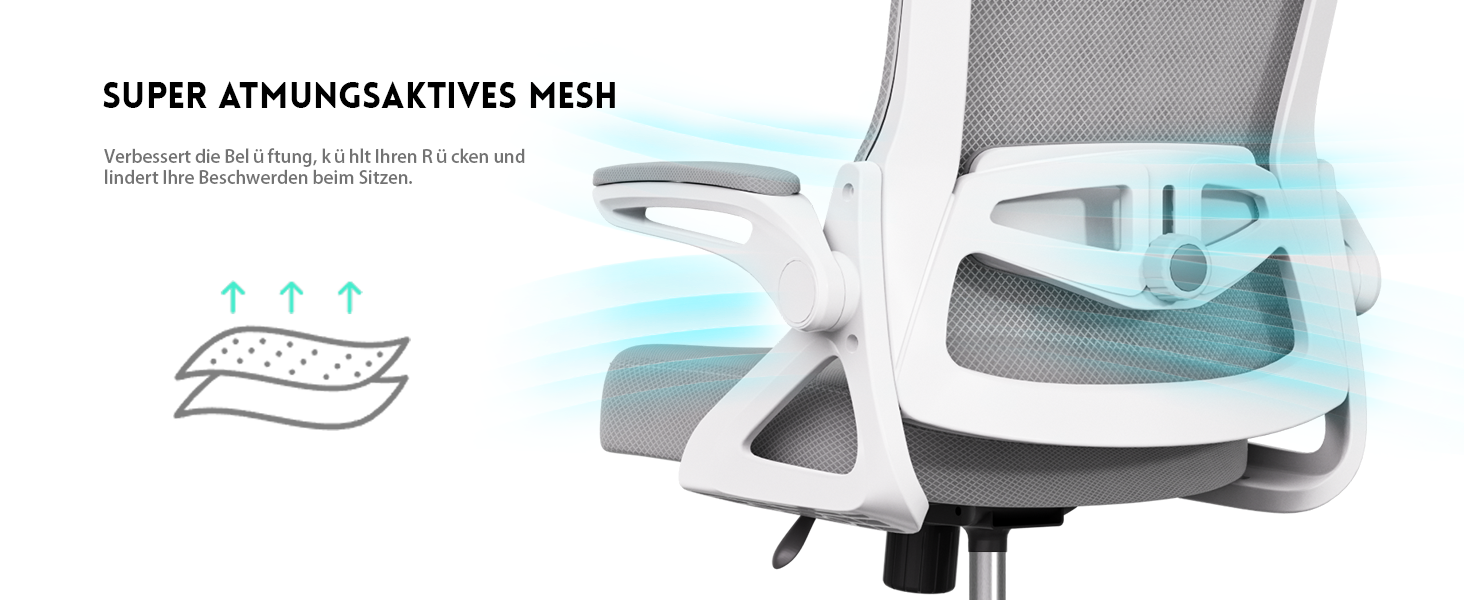 Ергономічне крісло для офісу та геймінгу з регульованими підлокітниками, широке сидіння