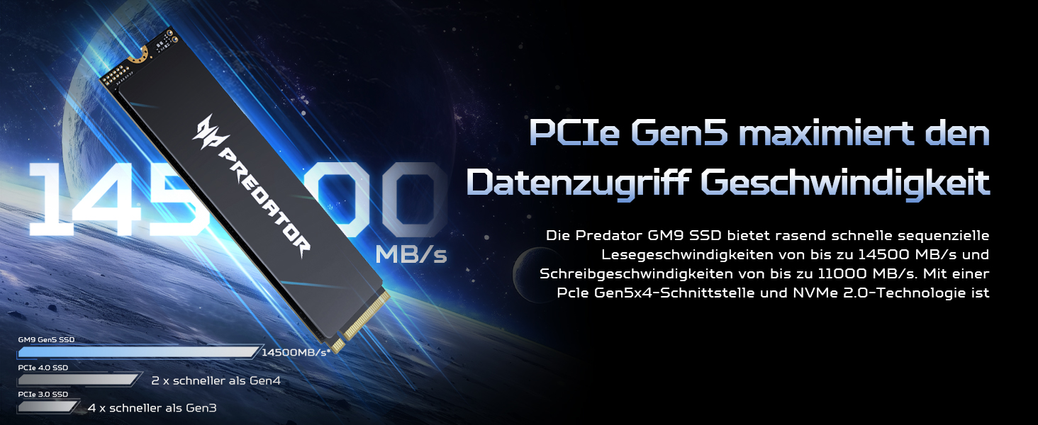 SSD Acer Predator GM7 1TB M.2 NVMe PCIe 4.0 - Швидкість до 7400 МБ/с - TLC NAND Flash - Внутрішній SSD для ПК, ноутбука та PS5