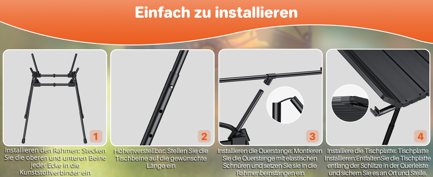 FUNYKICH Стіл для кемпінгу складний 82 x 40 см, регульована висота (44/70 см), легка збірка, портативний, з сітчастою кишенею, алюмінієва поверхня, для барбекю, кемпінгу, вечірок, саду (89 x 40 x 51/63/67/71 см)
