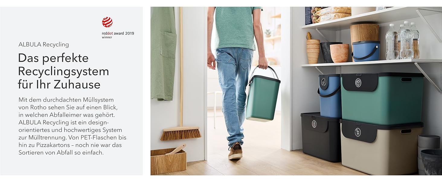 Відро для сміття Rotho Twist 25л з кришкою, пластик (PP), BPA-free, чорний/сріблястий, 25л