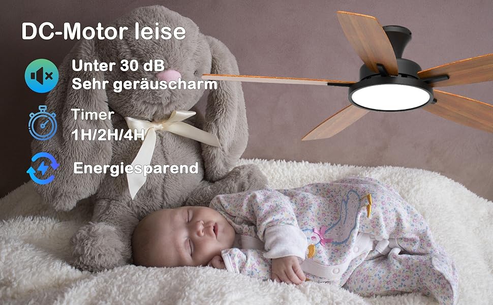 Вентилятор стельовий з LED підсвіткою, DC мотор, 3 кольори світла, диммування, чорний, з пультом ДК для спальні, тихий, 6 швидкостей, вітальня, офіс