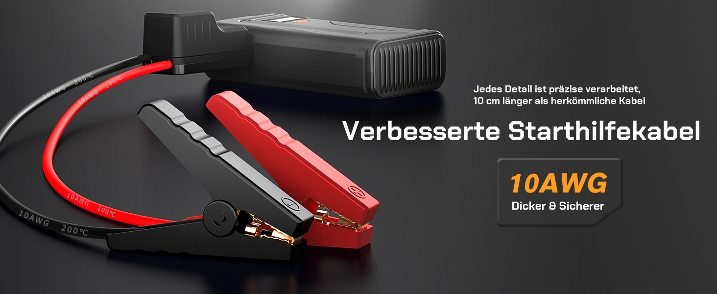 Powerbank Starthilfe 7000A: портативний пусковий пристрій для авто 12V (бензин, дизель до 12.0L), з LED ліхтариком та USB зарядкою, сріблястий