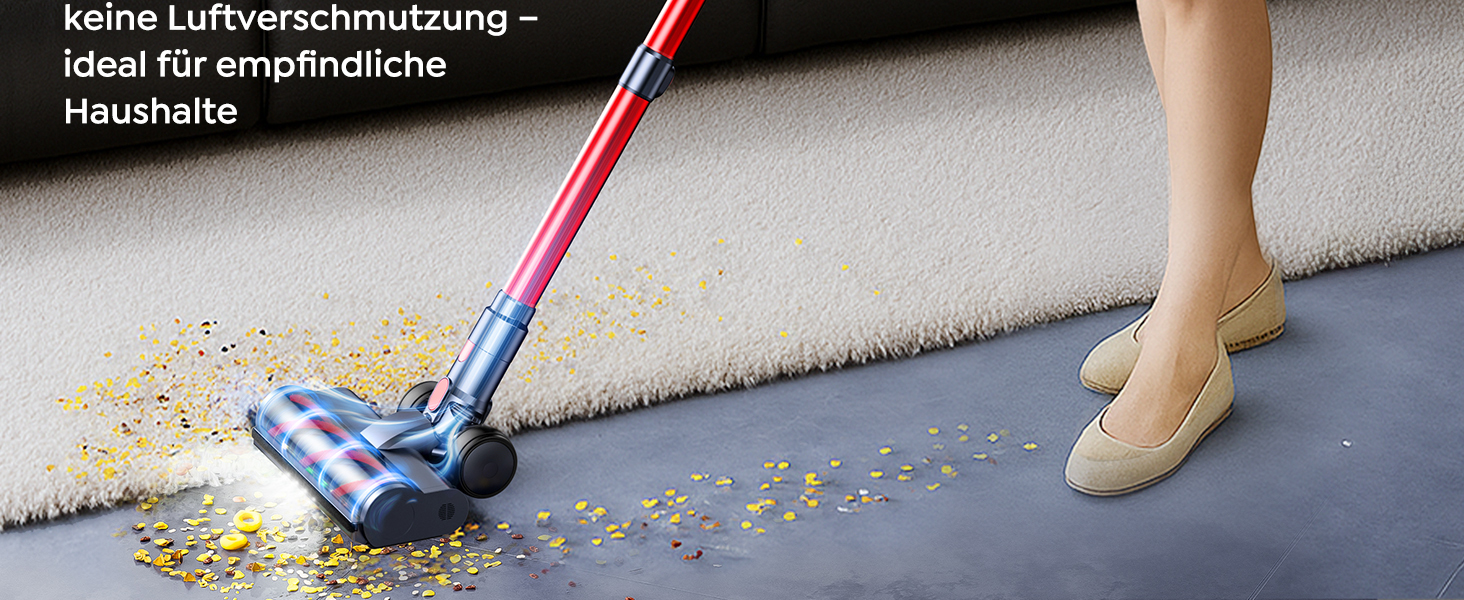 Бездротовий акумуляторний пилосос SunSare 600W з автоматичним режимом, сенсорним екраном та висувним шлангом 1м для твердих поверхонь, килимів та шерсті тварин