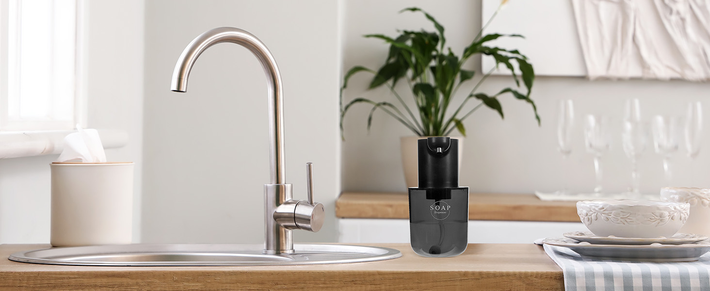 Автоматичний диспенсер для рідкого мила Cuteefun, 400 мл, сенсорний, індикатор заряду, 4 рівні дозування, для ванної/кухні, чорний