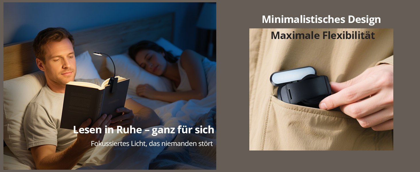 LED лампа для читання Nixtrve з кріпленням на книгу, USB-C, регулювання яскравості, 3 режими температури кольору, гнучка на 360°, для дорослих та дітей