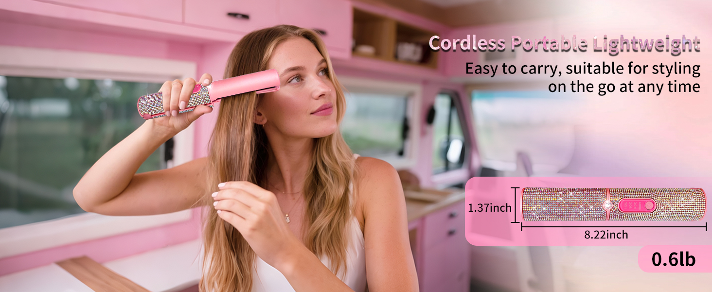 Бездротовий випрямляч для волосся 2-в-1 з акумулятором 5000mAh, міні-випрямляч для подорожей, випрямлення та завивання, портативний, швидкий нагрів 210°C/410°F, колір: коричневий (Mermaid)