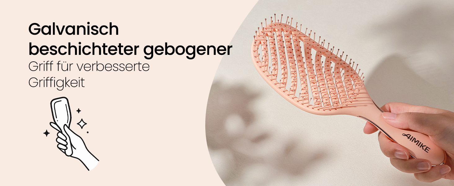 AIMIKE Рожева щітка для розплутування волосся Luxe Entwirrbürste - безболісна, з вентиляцією та ультрам'якими щетинками FlexGlide, для жінок, дівчаток та дітей