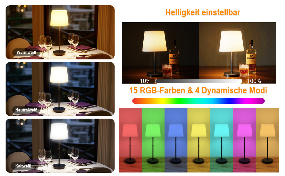 Бездротова LED-лампа на приліжкові з акумулятором 5000mAh, сенсорне керування, RGB, з пультом ДУ, регулювання яскравості, магнітне кріплення, чорна