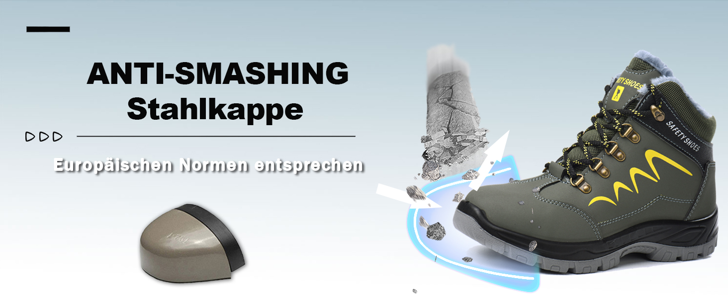 Зимові робочі черевики для чоловіків та жінок. Безпечні черевики S3 з металевим носком. Легкі, теплі, захисні черевики. Розміри 35-48 (36 EU). Колір: зелений