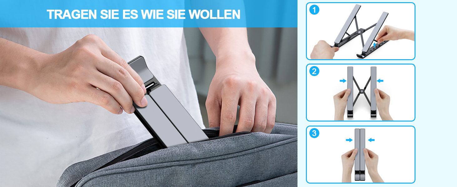 Підставка для ноутбука Babacom, алюмінієва, 5-рівнів, регульована висота, вентильована, сумісна з MacBook Pro Air та іншими ноутбуками 10-15.6” та планшетами (чорна)